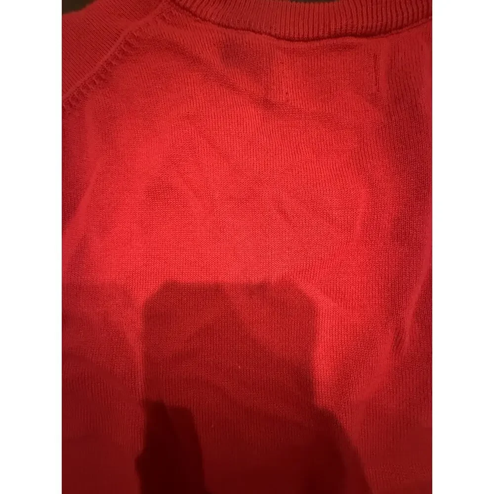 CHAPS Mens M Sweater Vest Red V Neck Embroidered Logo Pullover Preppy Golf